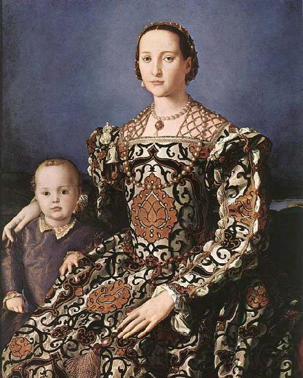BRONZINO, Agnolo Eleonora of Toledo with her son Giovanni de- Medici France oil painting art